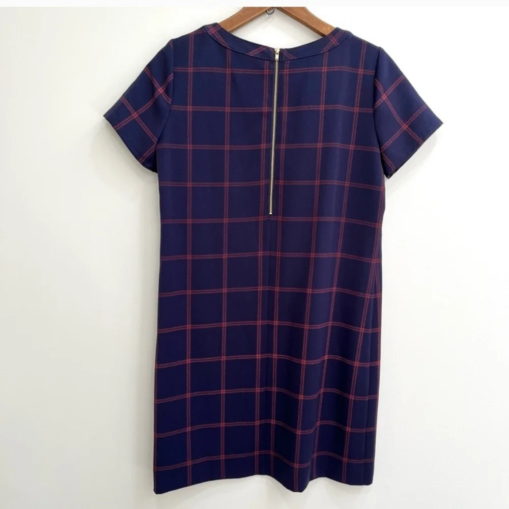 J. Crew Factory Navy Window Pane Shift Dress With Front Pockets - 4 - Picture 12 of 12